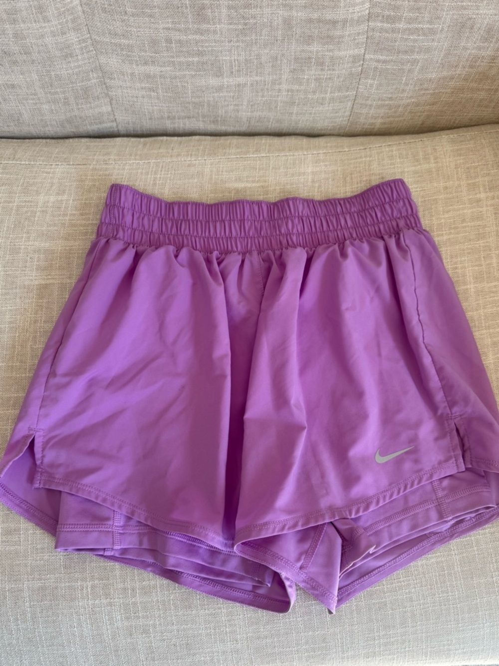 Nike Women's light purple/pink Athletic Running Shorts with Reflective Swoosh